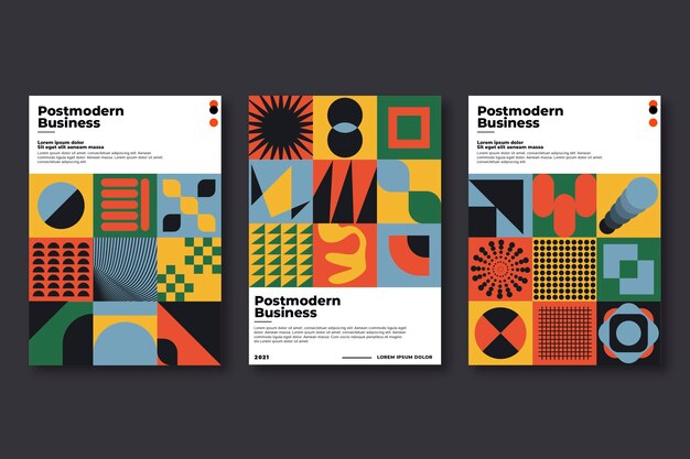 Colección de portadas de negocios posmodernos