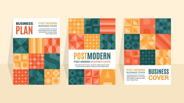 Vector gratuito colección de portadas de negocios posmodernos