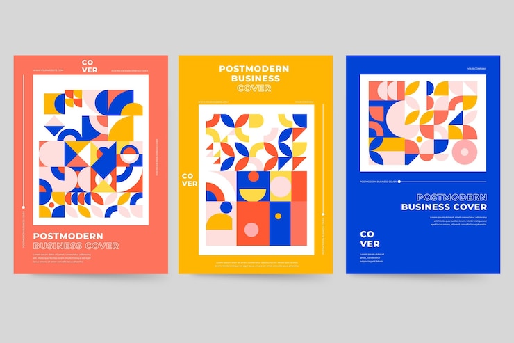 Vector gratuito colección de portadas de negocios posmodernos