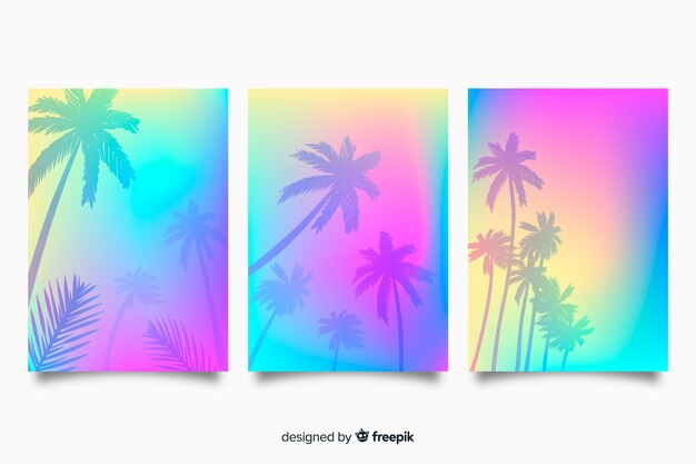 Colección de portadas de playa con degradado