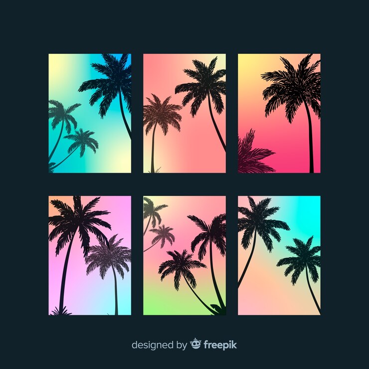 Vector gratuito colección de portadas de playa con degradado