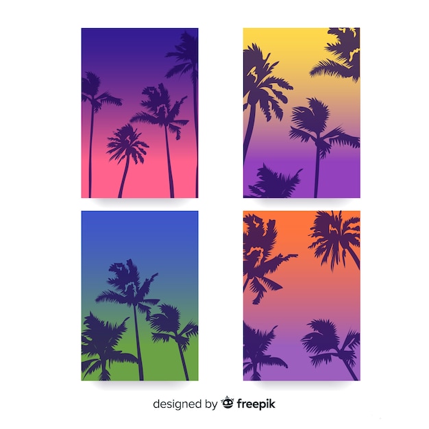 Vector gratuito colección de portadas de playa con degradado