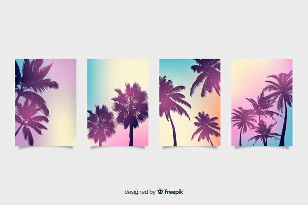 Colección de portadas de playa con degradado
