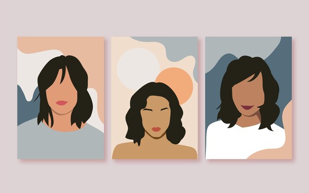 Colección de portadas de retratos de moda plana