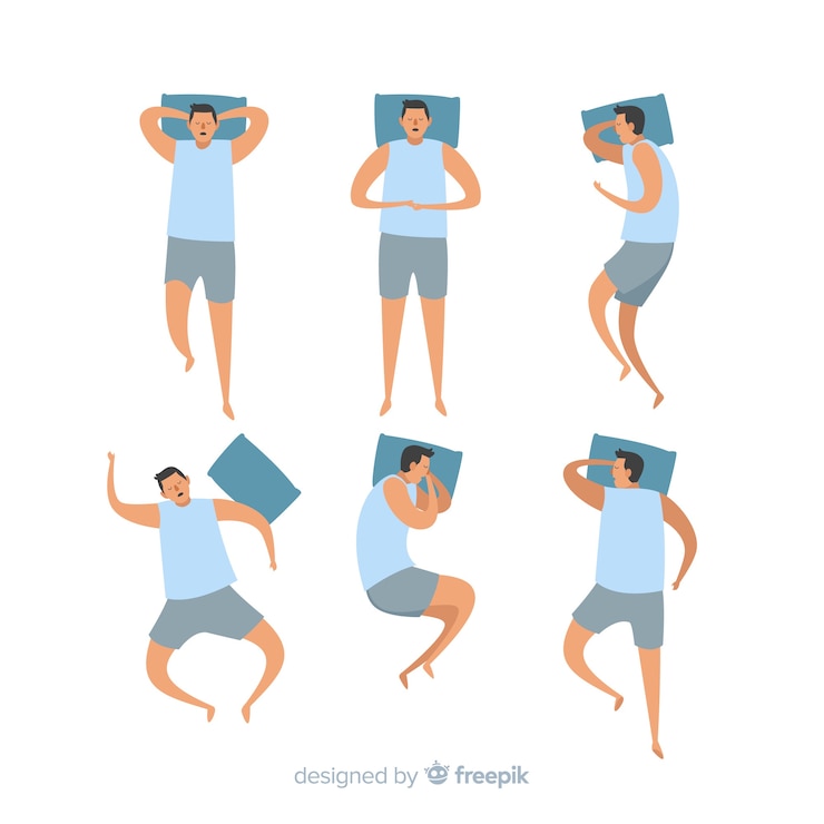 Vector gratuito colección de poses de dormir en estilo flat