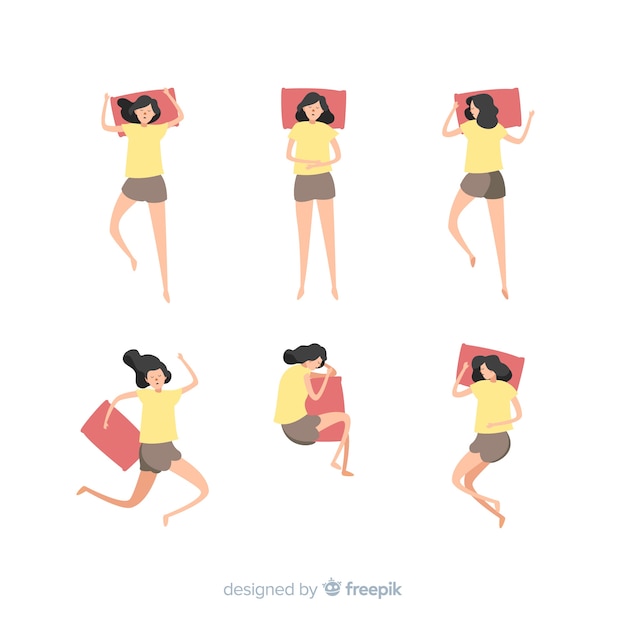 Colección de poses de dormir en estilo flat