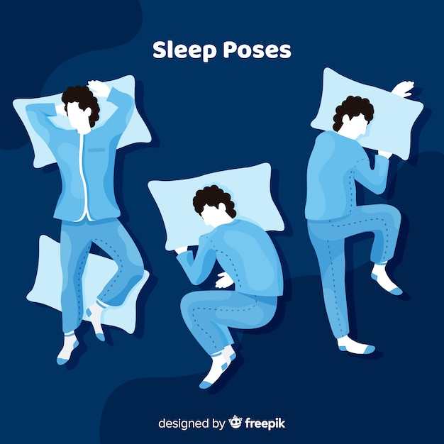 Colección de poses de dormir en estilo flat