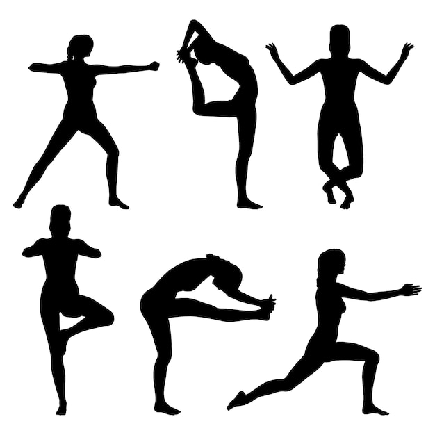 Vector gratuito colección de poses planas de yoga para el día internacional del yoga
