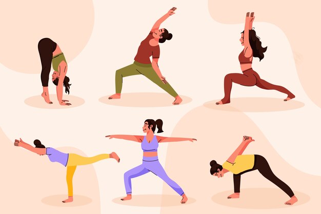 Colección de poses de yoga planas