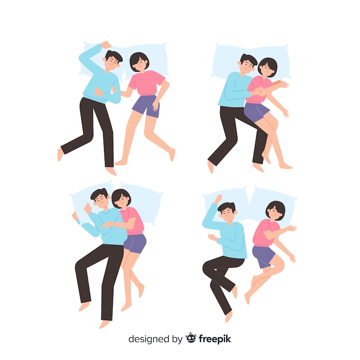 Vector gratuito colección posiciones para dormir planas