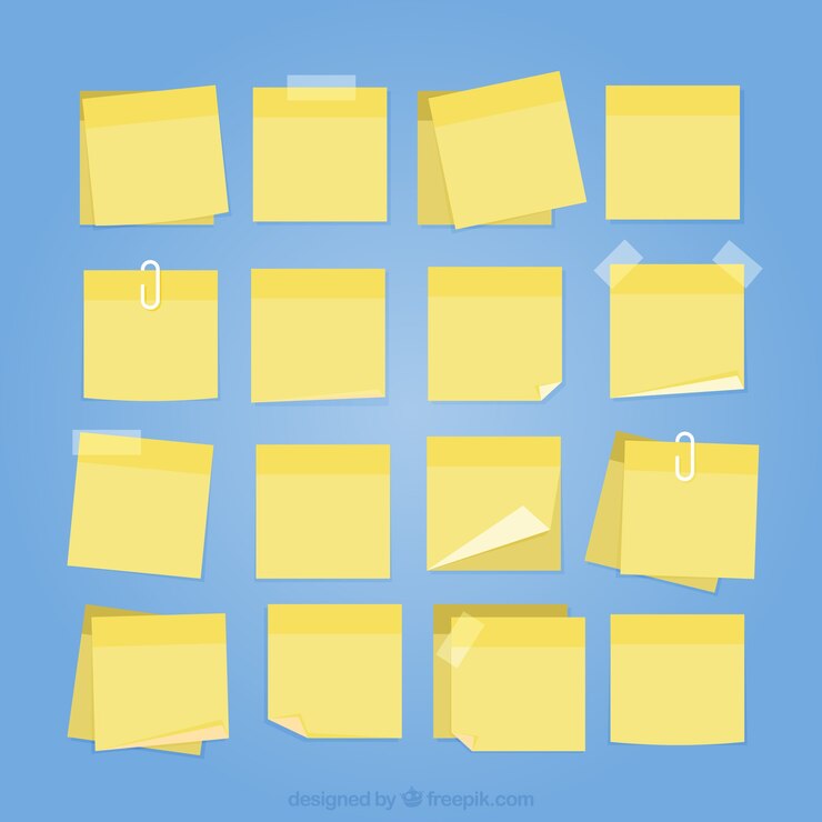 Vector gratuito colección de post-it de color amarillo 