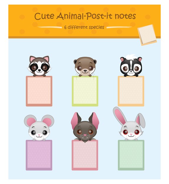 Colección de post its de animales
