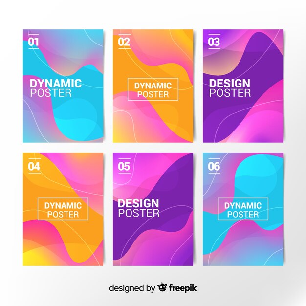 Colección de poster con formas dinámicas