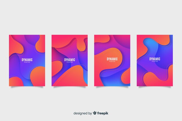 Colección de poster con formas dinámicas