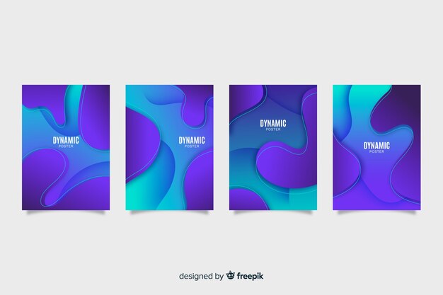 Colección de poster con formas dinámicas