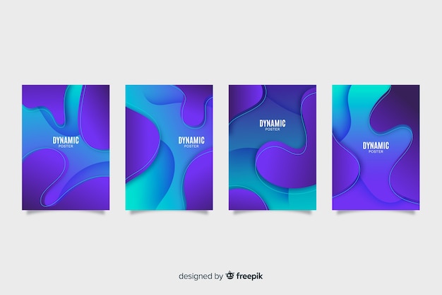 Colección de poster con formas dinámicas