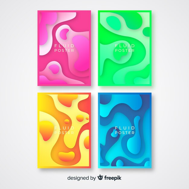 Colección de poster con formas fluidas