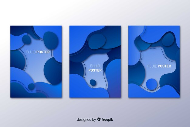 Colección de poster con formas fluidas