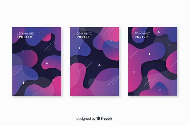 Colección de poster con formas fluidas