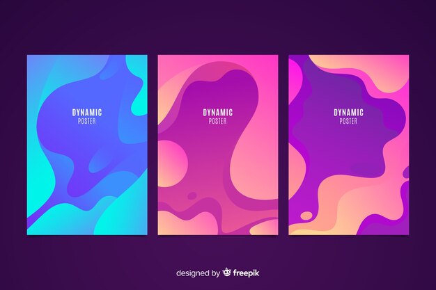 Colección de poster con formas fluidas