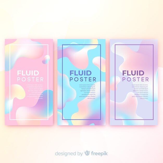Colección de poster con formas fluidas
