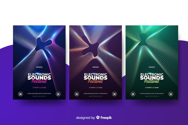 Vector gratuito colección de póster con sondas de música electrónica