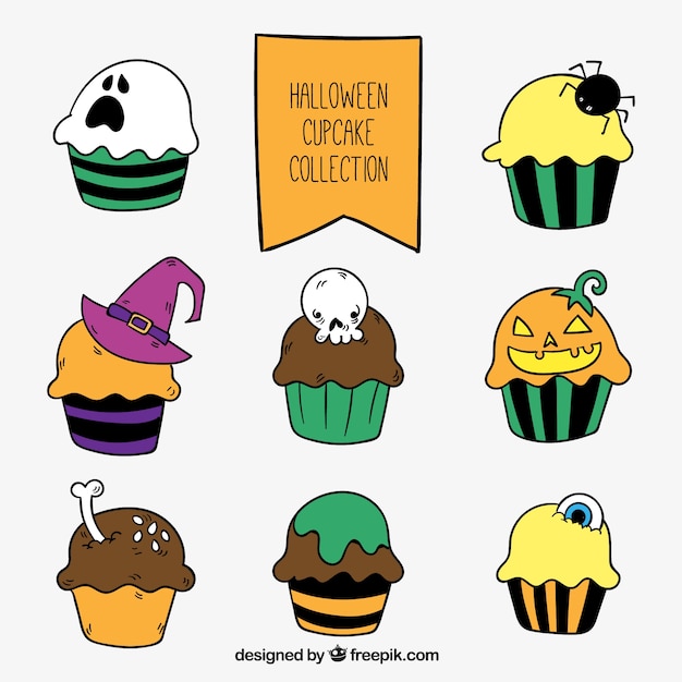 Colección de postres con detalles de halloween