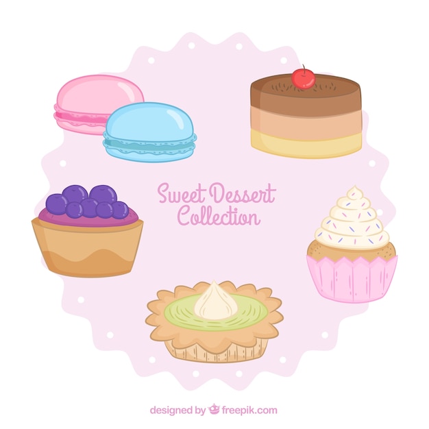 Colección de postres dulces en estilo hecho a mano