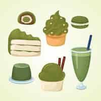 Vector gratuito colección de postres matcha