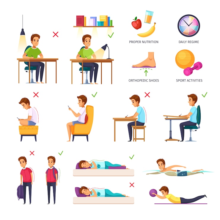 Vector gratuito colección de postura de escolares
