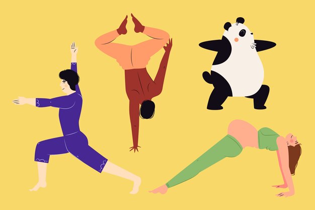 Colección de posturas de yoga planas