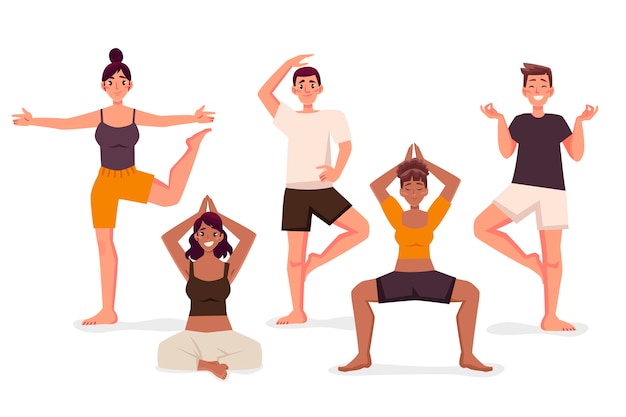 Vector gratuito colección de posturas de yoga planas