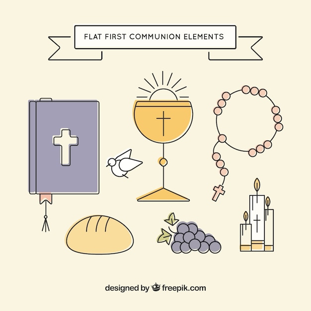 Colección de primera comunión con elementos religiosos