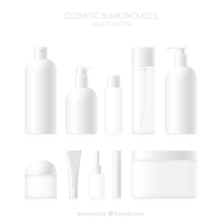 Vector gratuito colección de productos de cosmética en blanco
