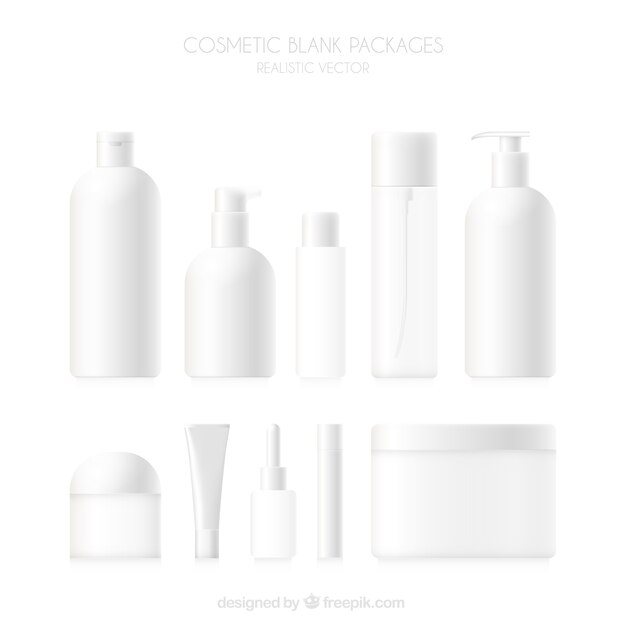 Colección de productos de cosmética en blanco