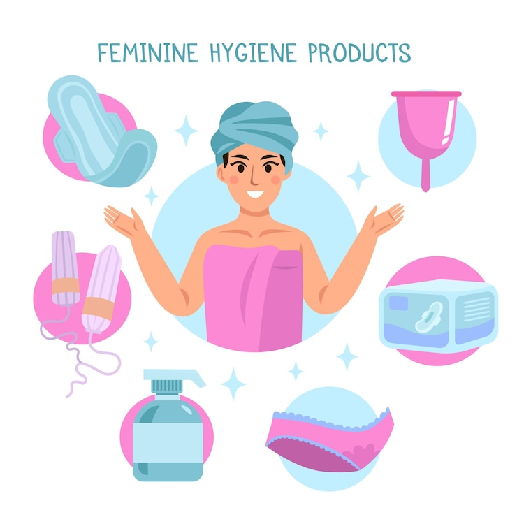 Vector gratuito colección de productos de higiene femenina