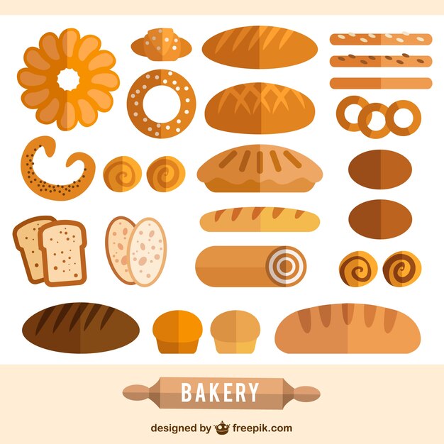 Colección de productos de panadería