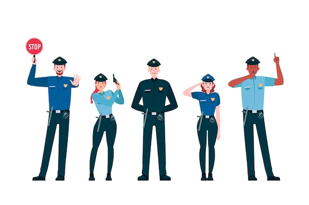 Vector gratuito colección de profesión policial