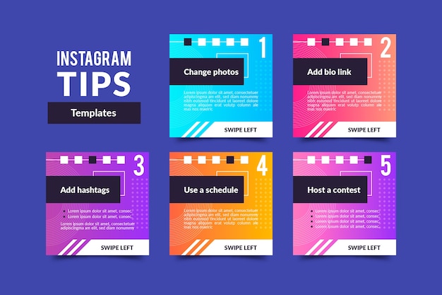 Colección de publicaciones de consejos de Instagram