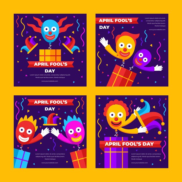 Colección de publicaciones de ig del día de los inocentes plana dibujada a mano