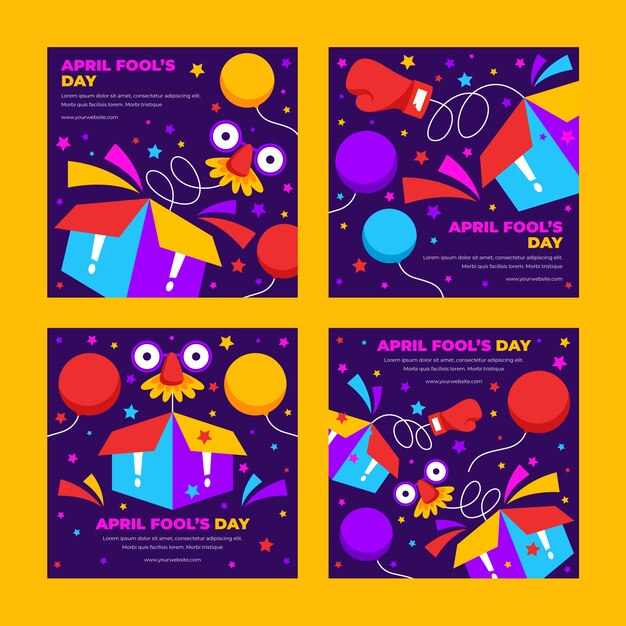 Colección de publicaciones de ig del día de los inocentes plana dibujada a mano