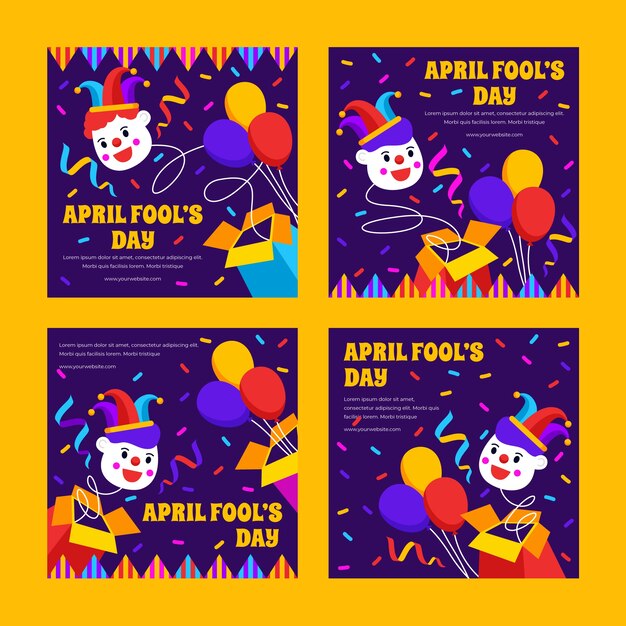 Colección de publicaciones de ig del día de los inocentes plana dibujada a mano