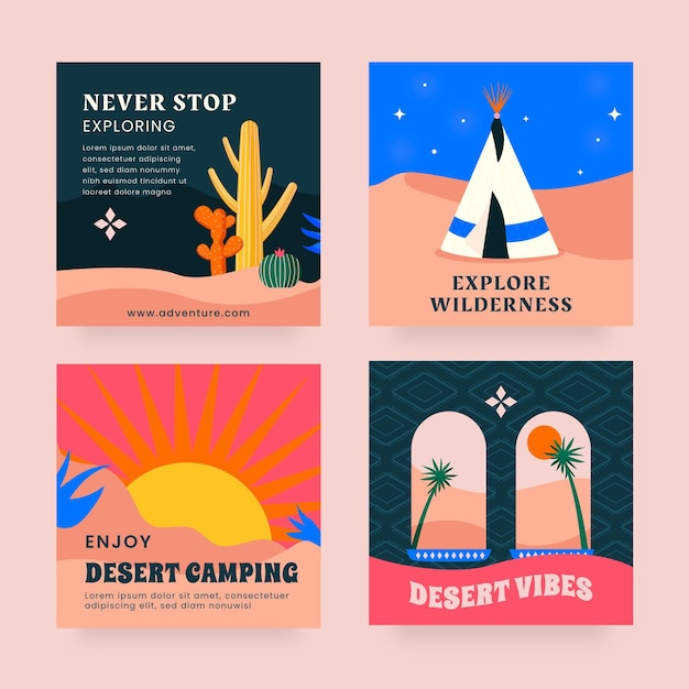 Vector gratuito colección de publicaciones de instagram de aventuras