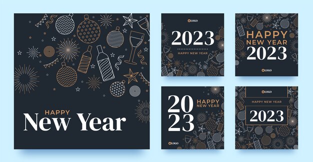 Colección de publicaciones de instagram de celebración de año nuevo 2023