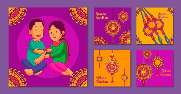 Colección de publicaciones en instagram para la celebración del festival de raksha bandhan