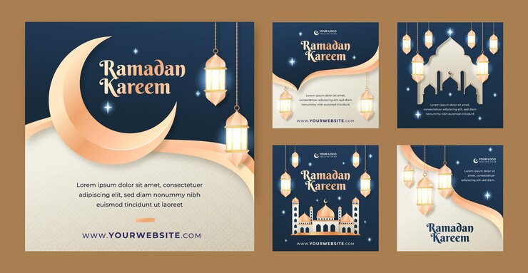 Vector gratuito colección de publicaciones de instagram para la celebración del ramadán islámico