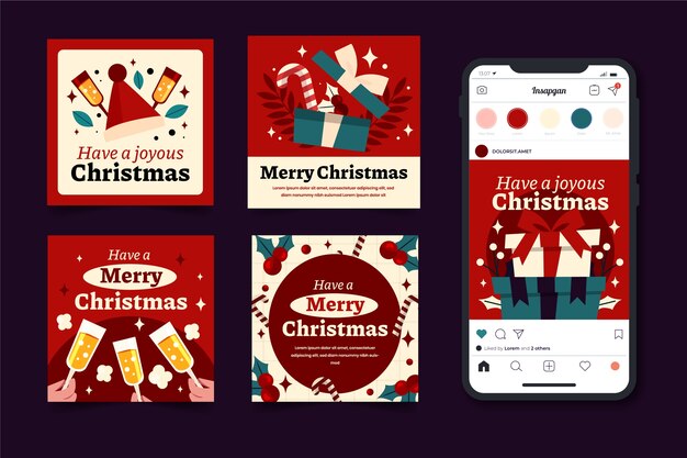 Colección de publicaciones de Instagram para la celebración de la temporada navideña.