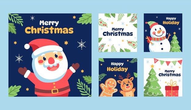 Colección de publicaciones de instagram de celebración de temporada navideña