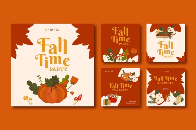 Colección de publicaciones de Instagram para la celebración de la temporada de otoño