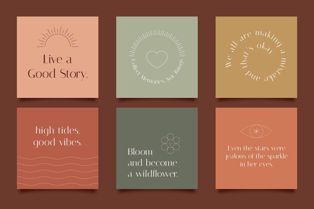 Colección de publicaciones de instagram de citas inspiradoras planas